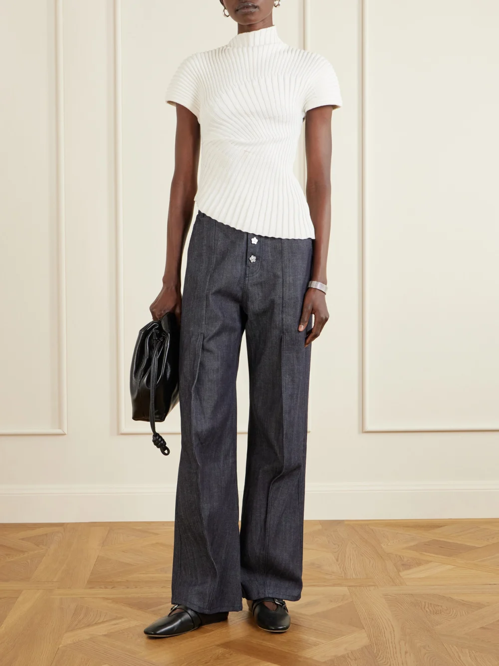 Cecilie Bahnsen Cbcarmela High-rise Wide-leg Jeans, worn by a model