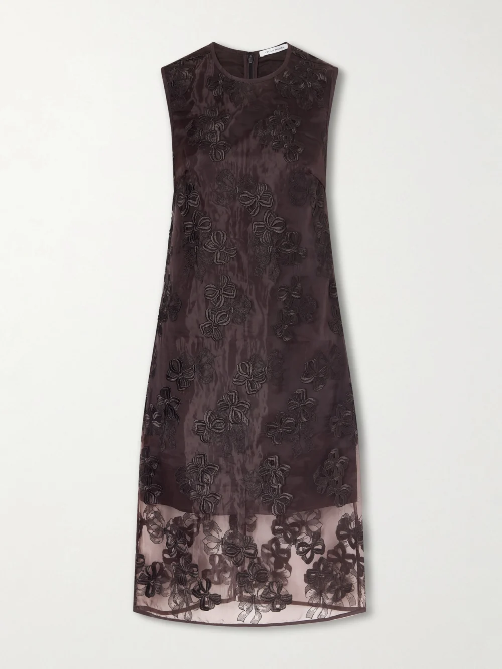 Cecilie Bahnsen Cbdevin Embroidered Rosette Organza Midi Dress in brown