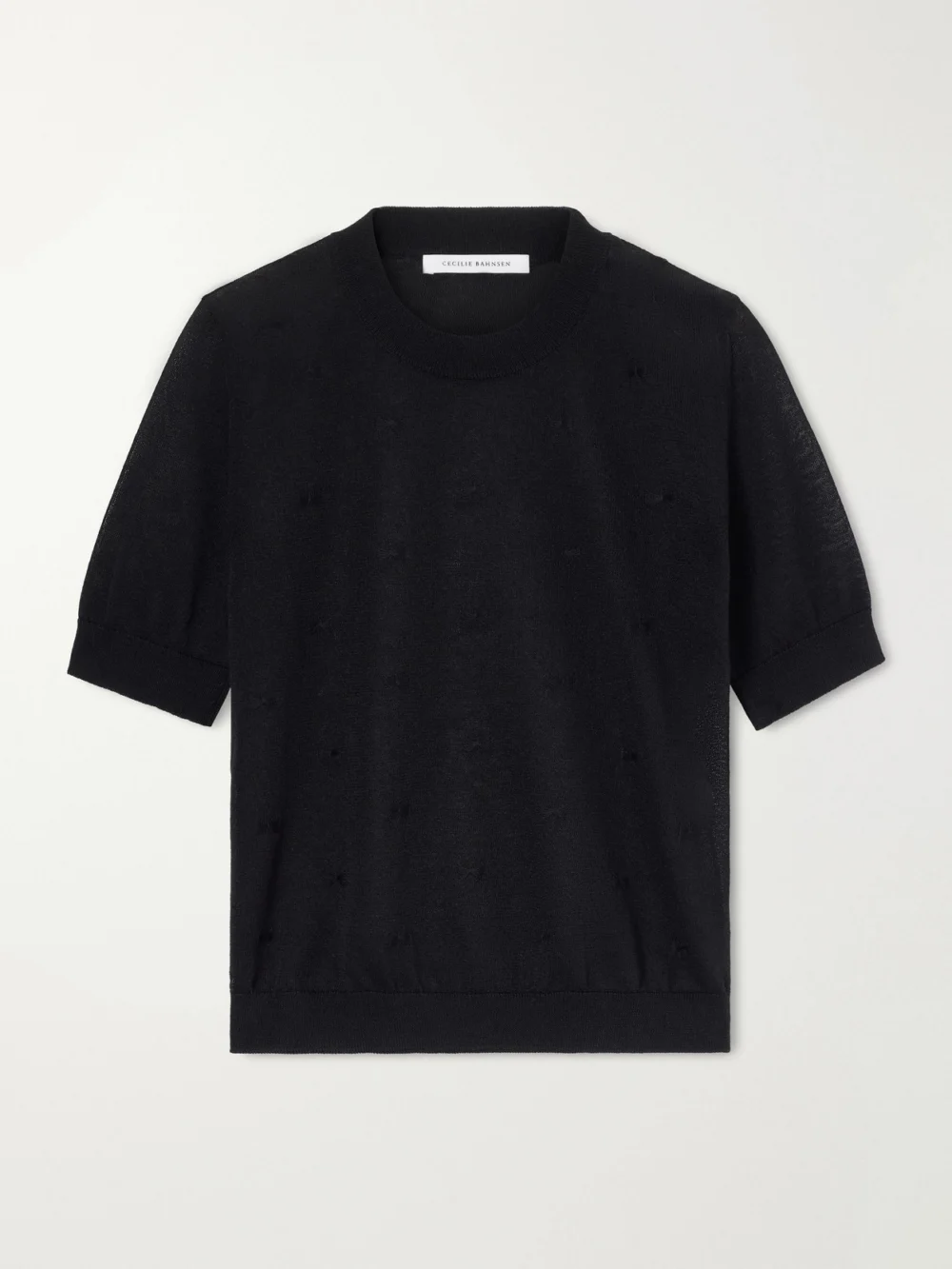 Cecilie Bahnsen Cbfillo Embroidered Knitted Ramie Blouse in black