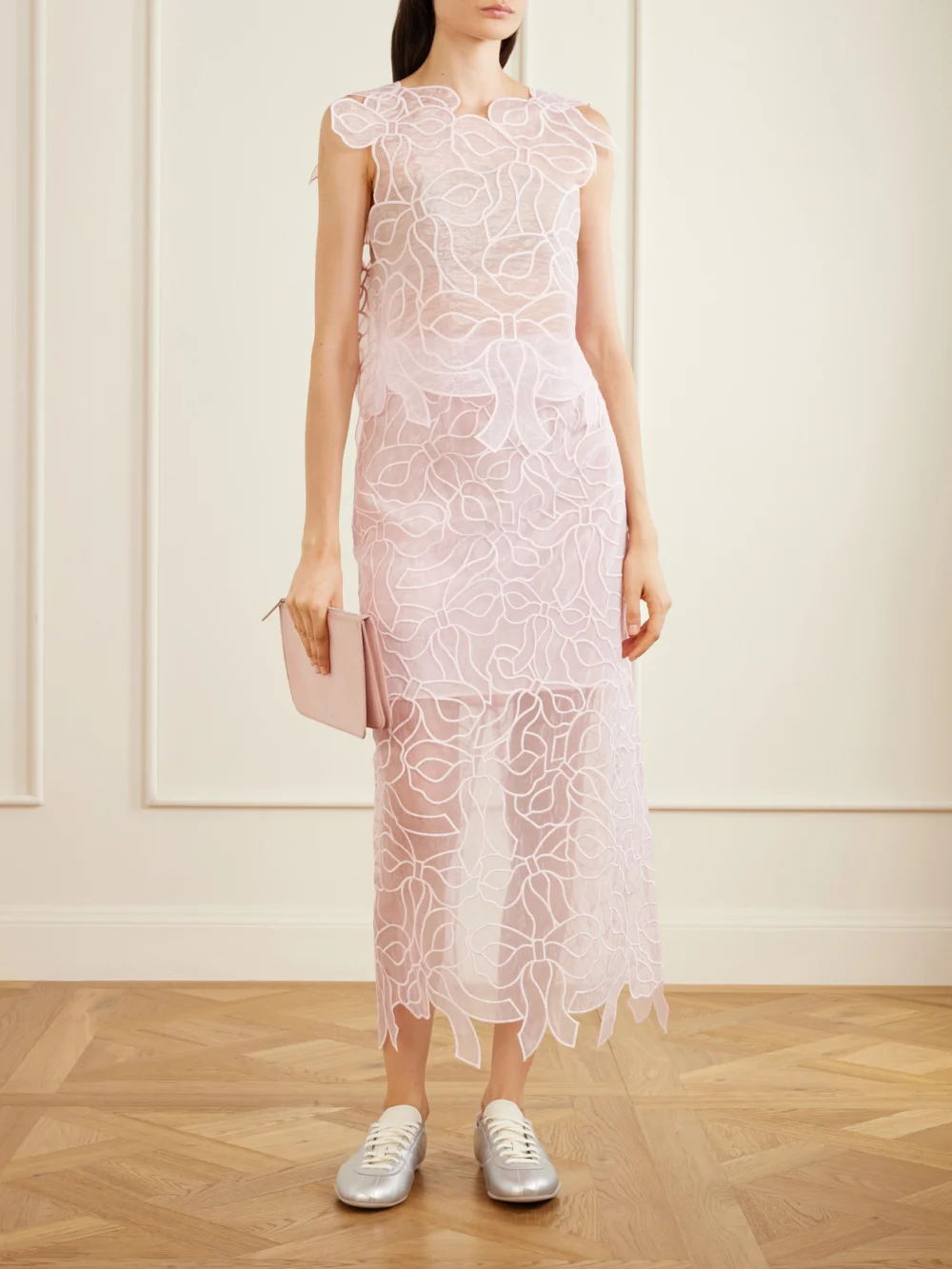 Cecilie Bahnsen Cbgus Embroidered Organza Maxi Skirt, worn by a model