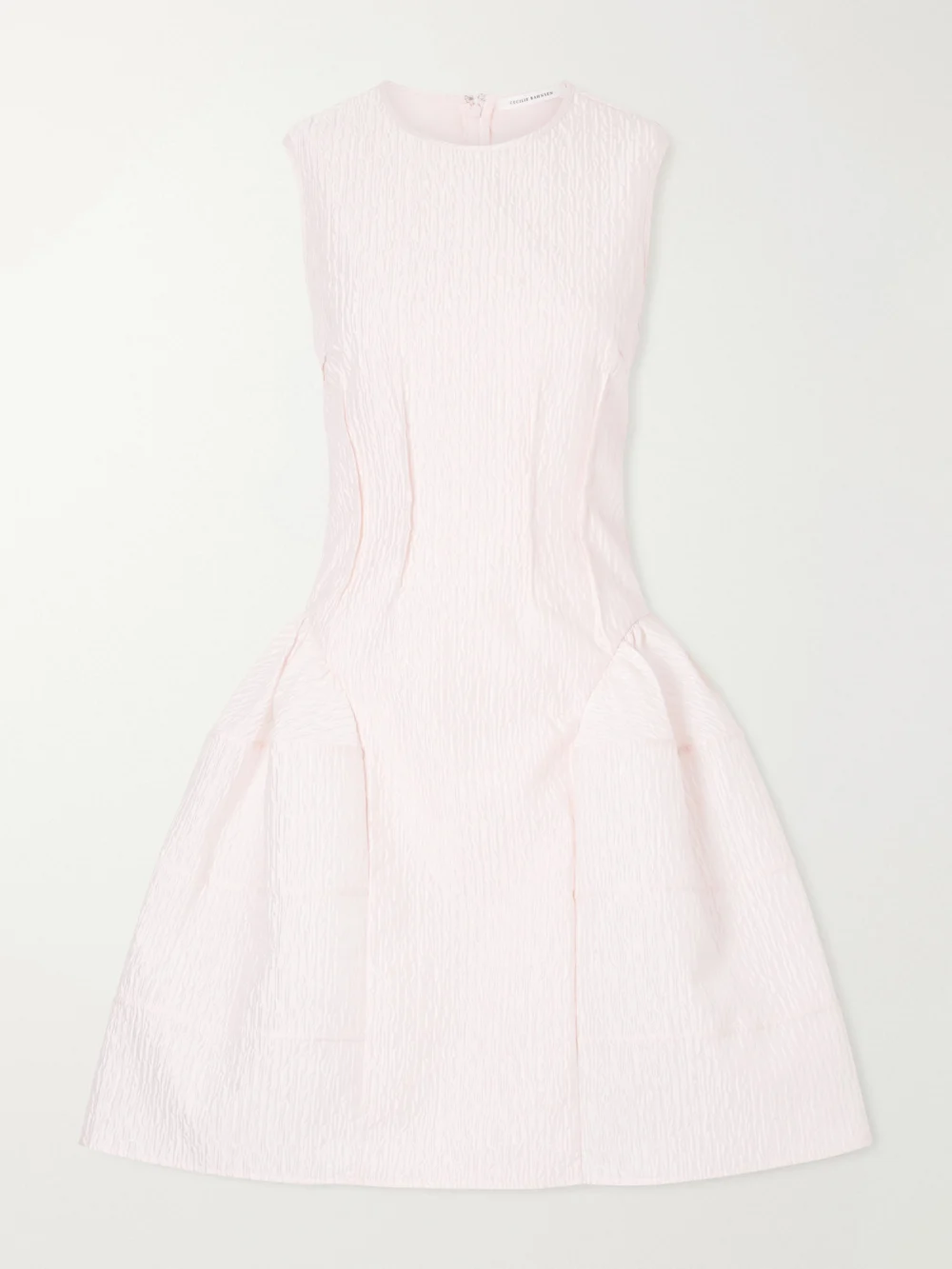 Cecilie Bahnsen Claudie Gathered Paneled Cloqué Midi Dress in baby pink