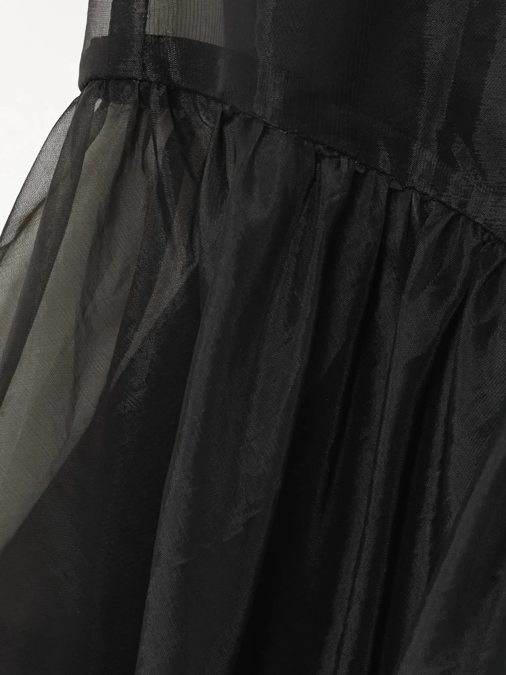 Close-up detail of the Cecilie Bahnsen Claudie Gathered Paneled Organza and Satin Mini Dress