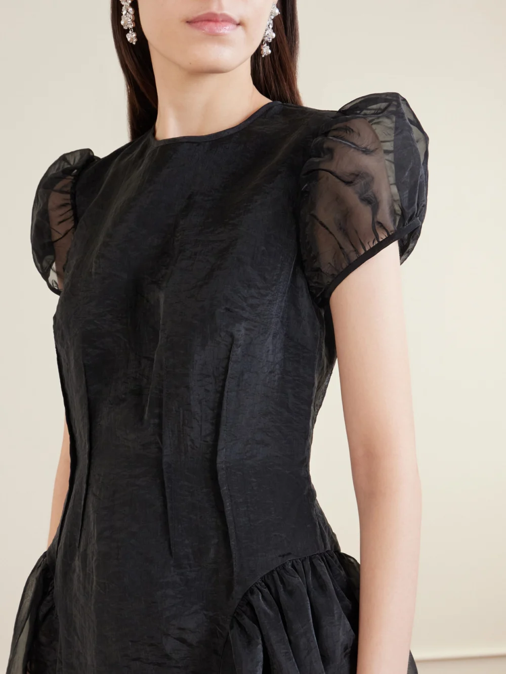 Close-up detail of the Cecilie Bahnsen Cleopatra Organza Midi Dress