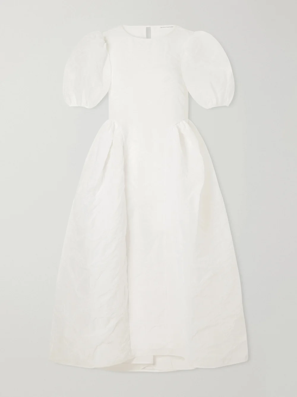 Cecilie Bahnsen Crinkled Papillon Matelassé Midi Dress in white