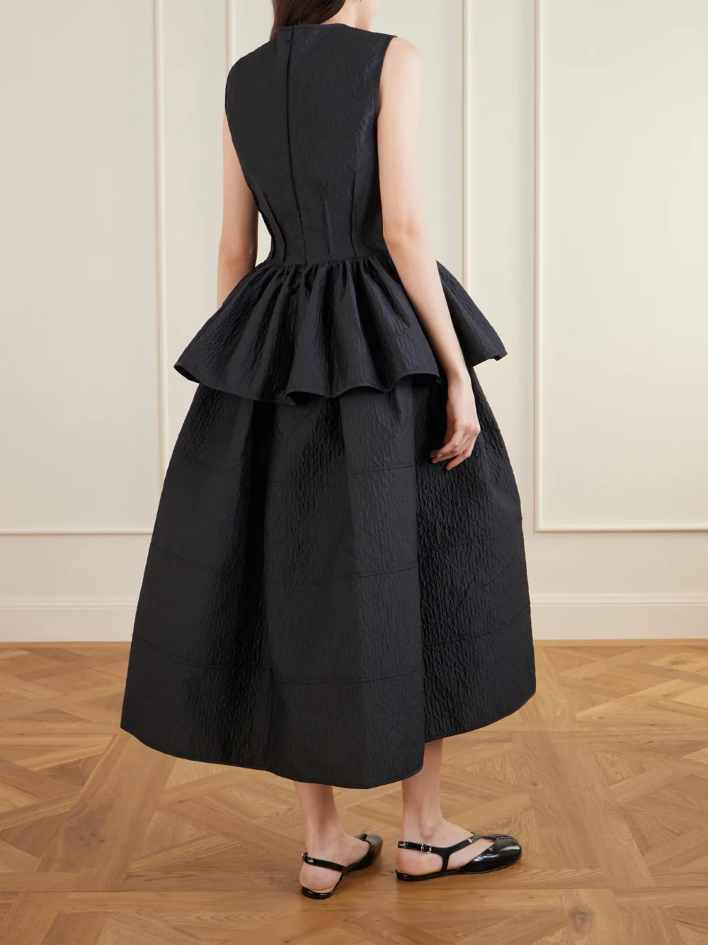 Back view of the Cecilie Bahnsen Daimi Ruffled Cloqué Top