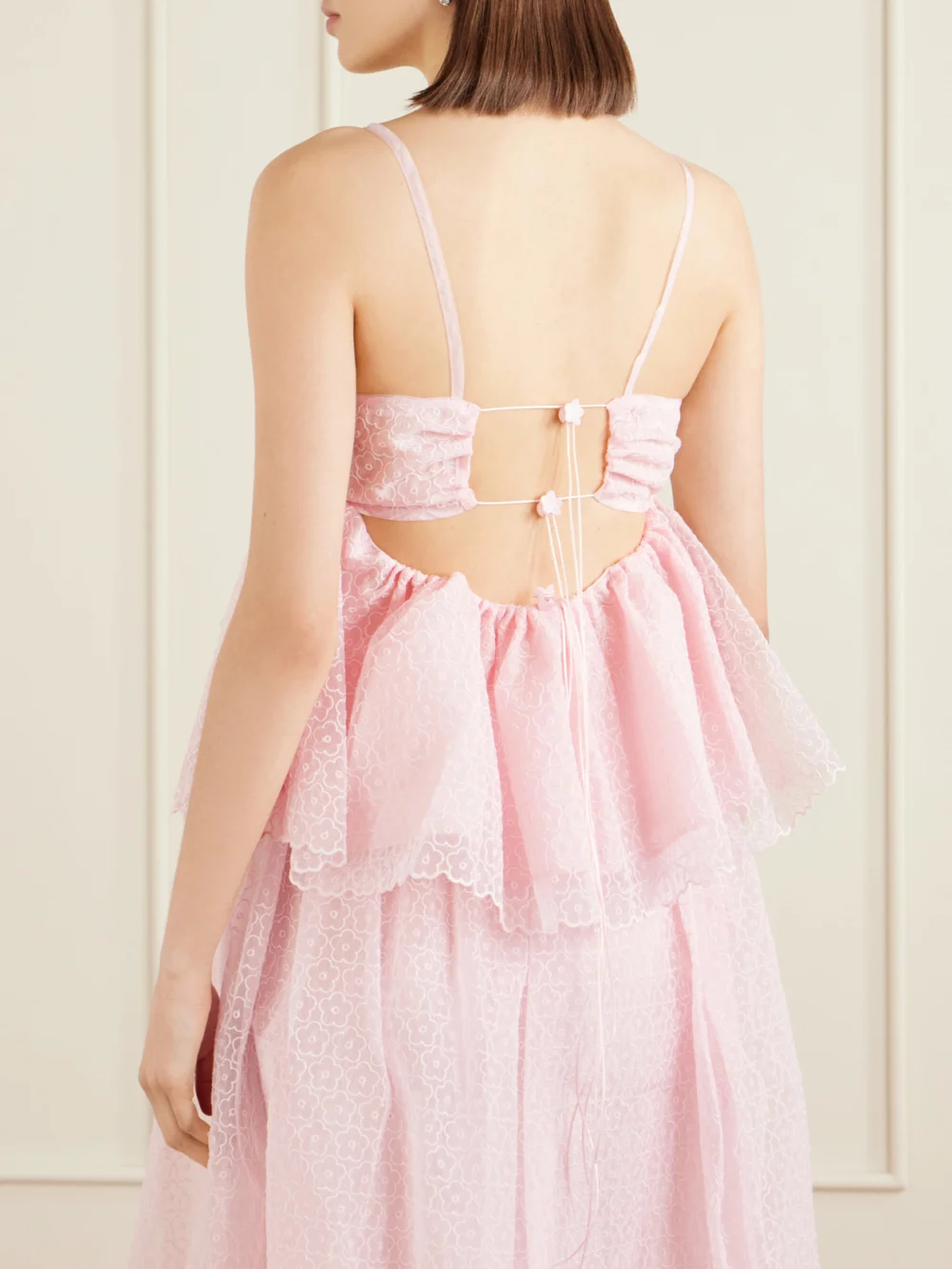 Back view of the Cecilie Bahnsen Embroidered Cotton-blend Top