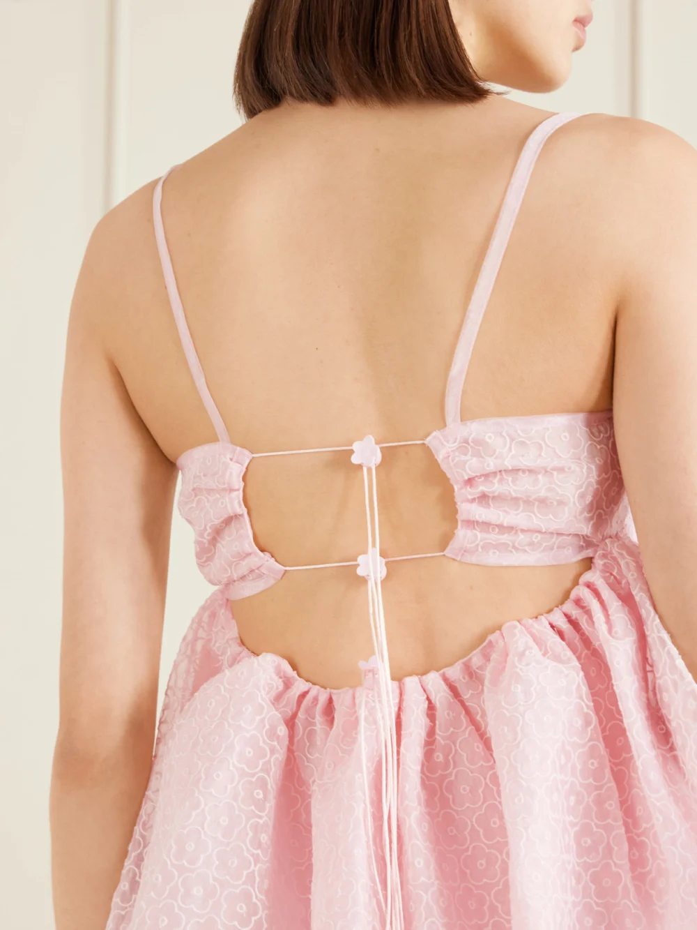 Close-up detail of the Cecilie Bahnsen Embroidered Cotton-blend Top