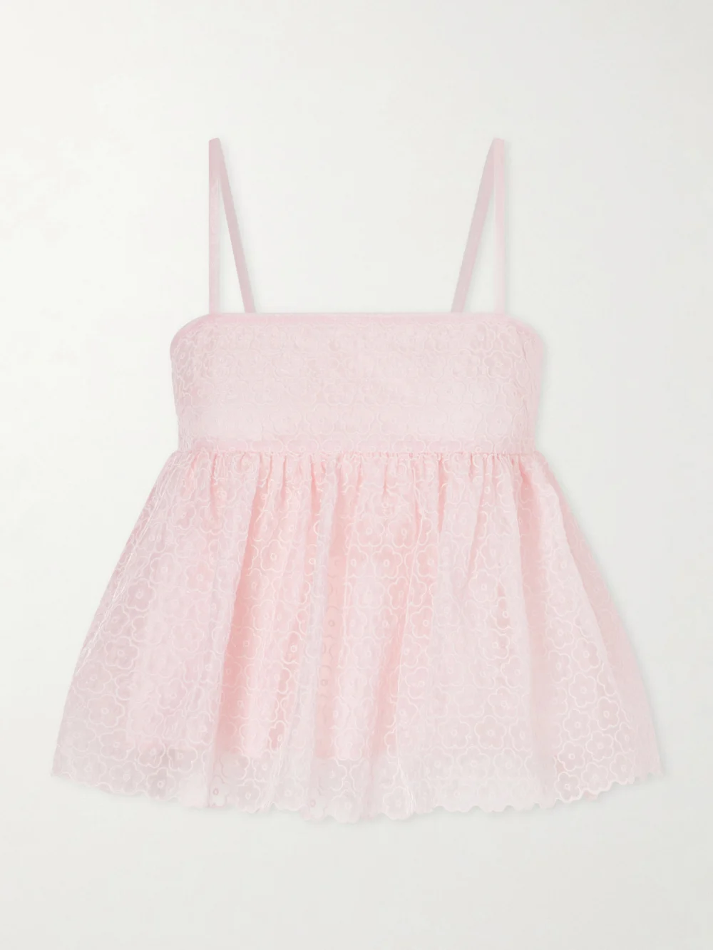 Cecilie Bahnsen Embroidered Cotton-blend Top in baby pink