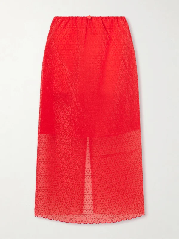 Cecilie Bahnsen Embroidered Tulle Midi Skirt