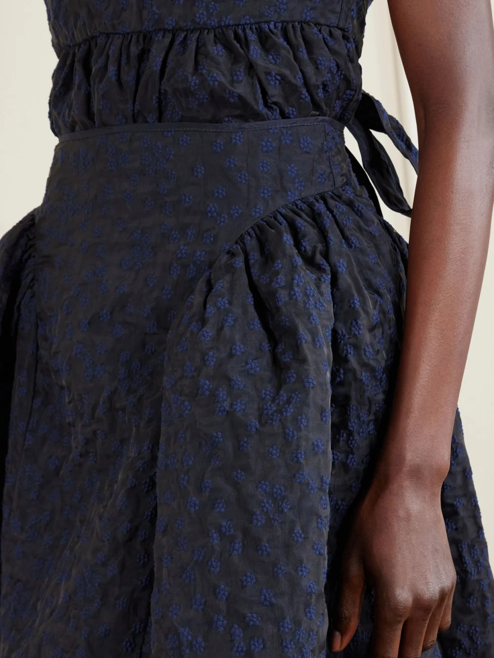 Close-up detail of the Cecilie Bahnsen Fabiola Embroidered Cotton-blend Cloqué Midi Skirt
