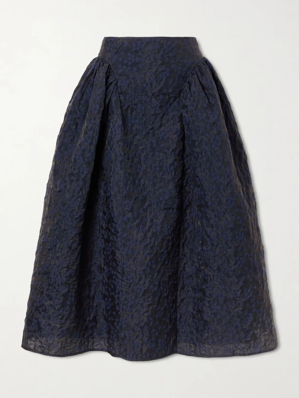 Cecilie Bahnsen Fabiola Embroidered Cotton-blend Cloqué Midi Skirt in navy