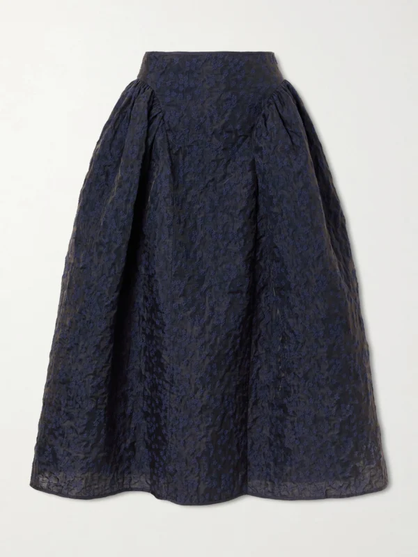 Cecilie Bahnsen Fabiola Embroidered Cotton-blend Cloqué Midi Skirt