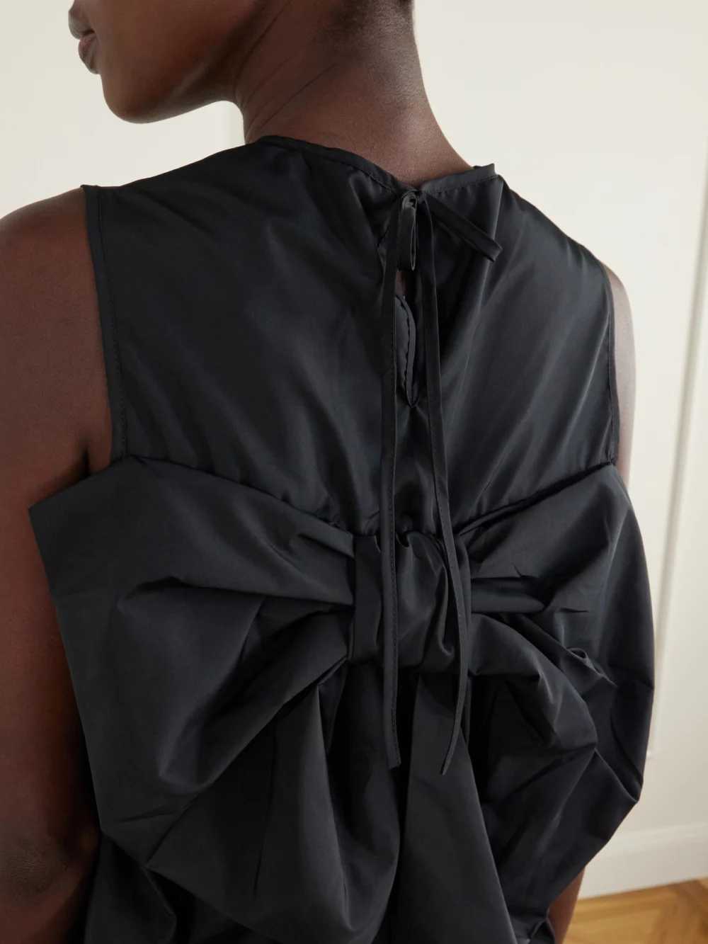 Close-up detail of the Cecilie Bahnsen Feero Faille Midi Dress