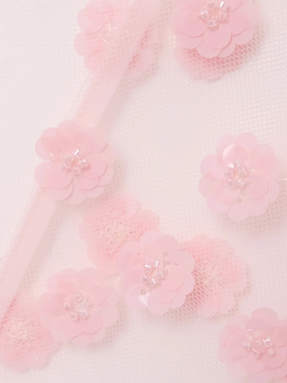 Close-up detail of the Cecilie Bahnsen Gus Embellished Tulle Midi Skirt