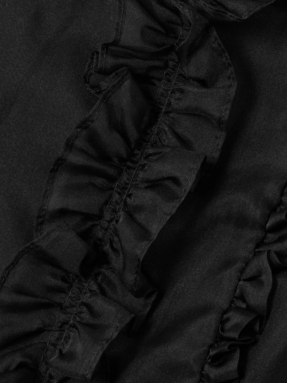 Close-up detail of the Cecilie Bahnsen Ocean Ruffled Silk-organza Midi Skirt