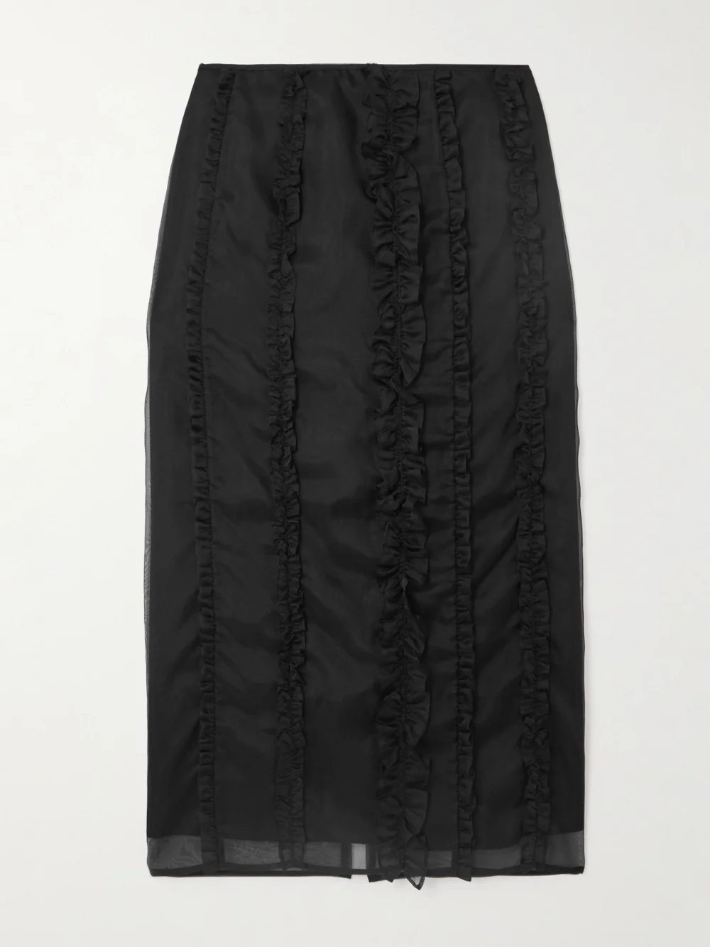 Cecilie Bahnsen Ocean Ruffled Silk-organza Midi Skirt in black