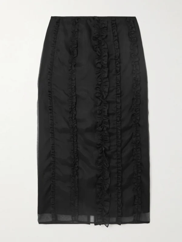 Cecilie Bahnsen Ocean Ruffled Silk-organza Midi Skirt