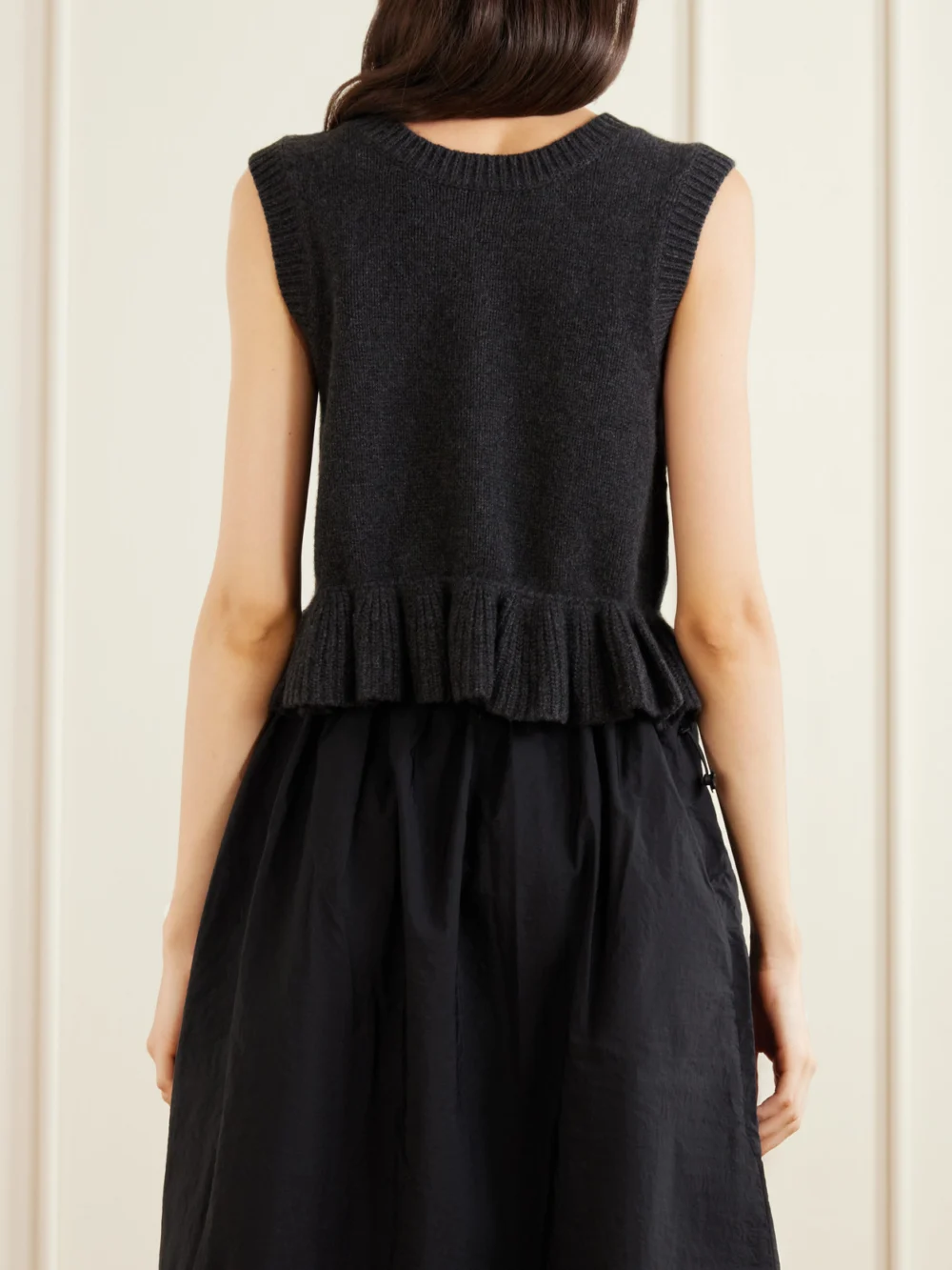 Back view of the Cecilie Bahnsen Ruffled Cashmere and Wool-blend Sweater Vest