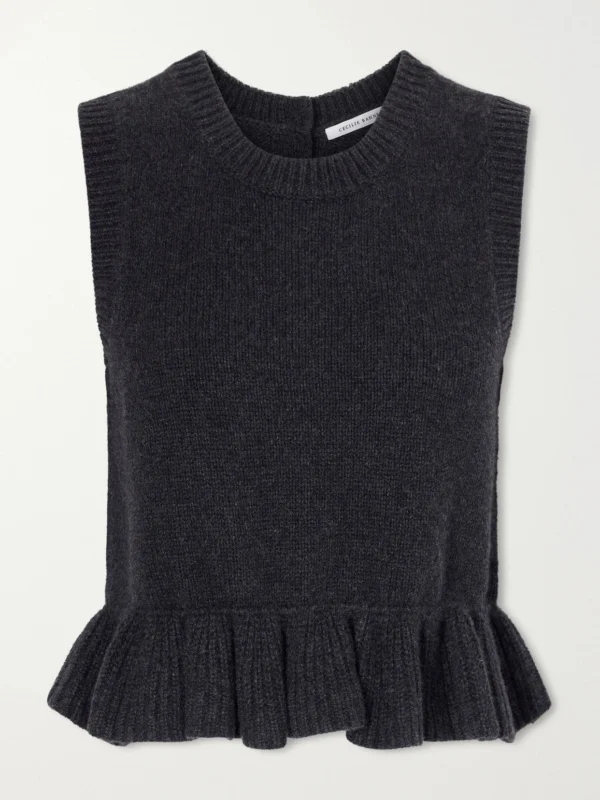 Cecilie Bahnsen Ruffled Cashmere and Wool-blend Sweater Vest