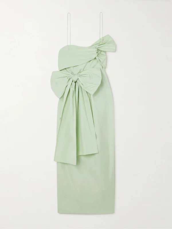Cecilie Bahnsen Valentina One-shoulder Bow-detailed Cotton-poplin Dress