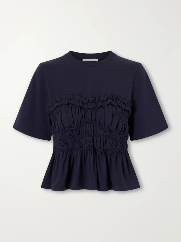 Cecilie Bahnsen Vilde Gathered Cotton-stretch Jersey T-shirt