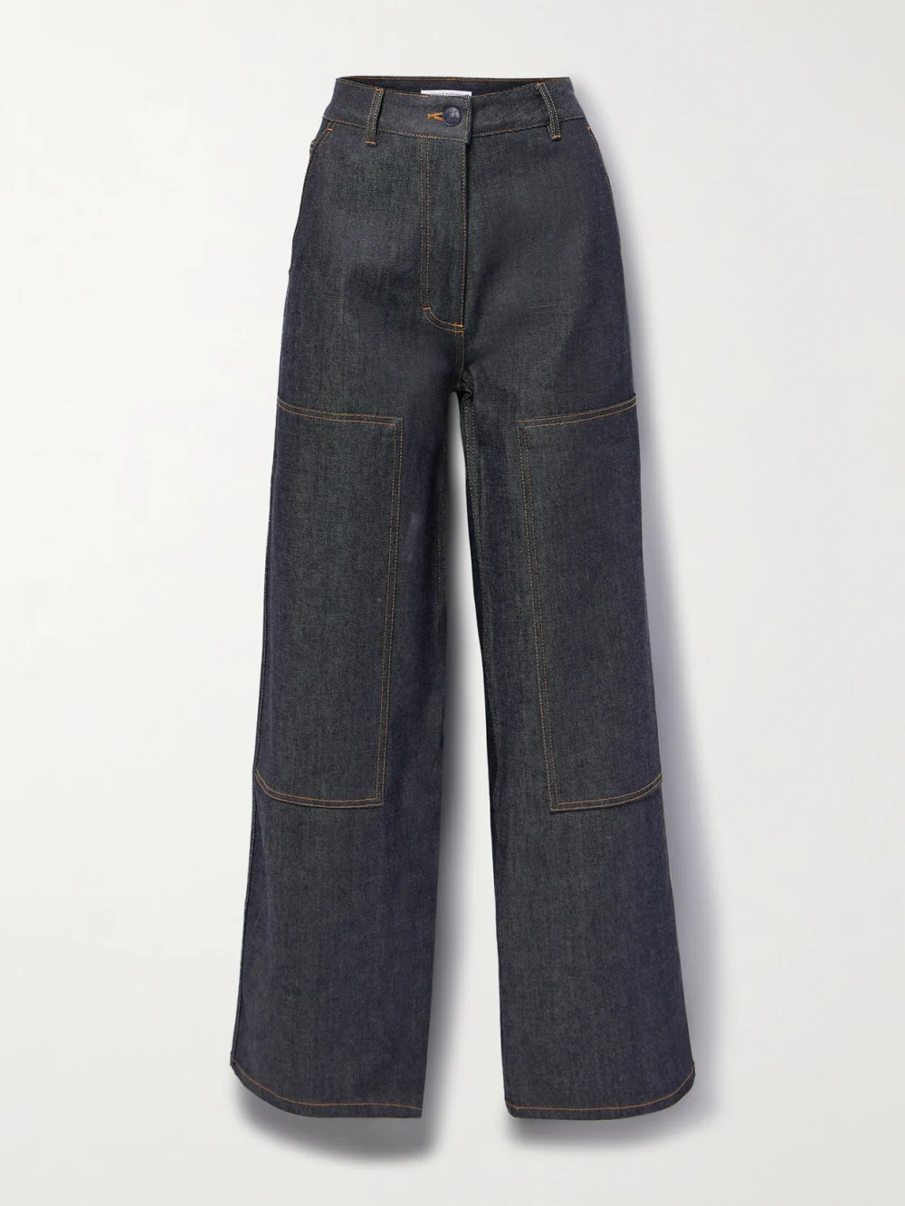 Cecilie Bahnsen Virgina Paneled High-rise Straight-leg Jeans in blue