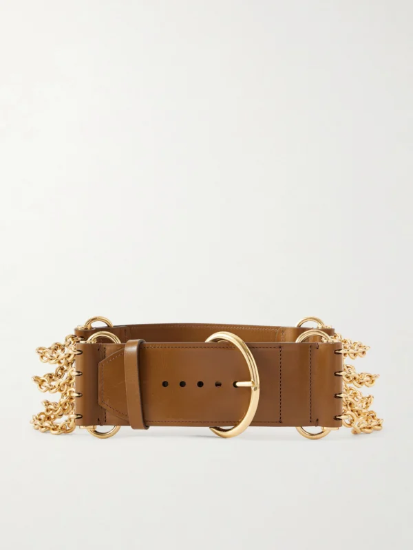 Chloé 6.5 Cm Gold-tone and Leather Waist Belt