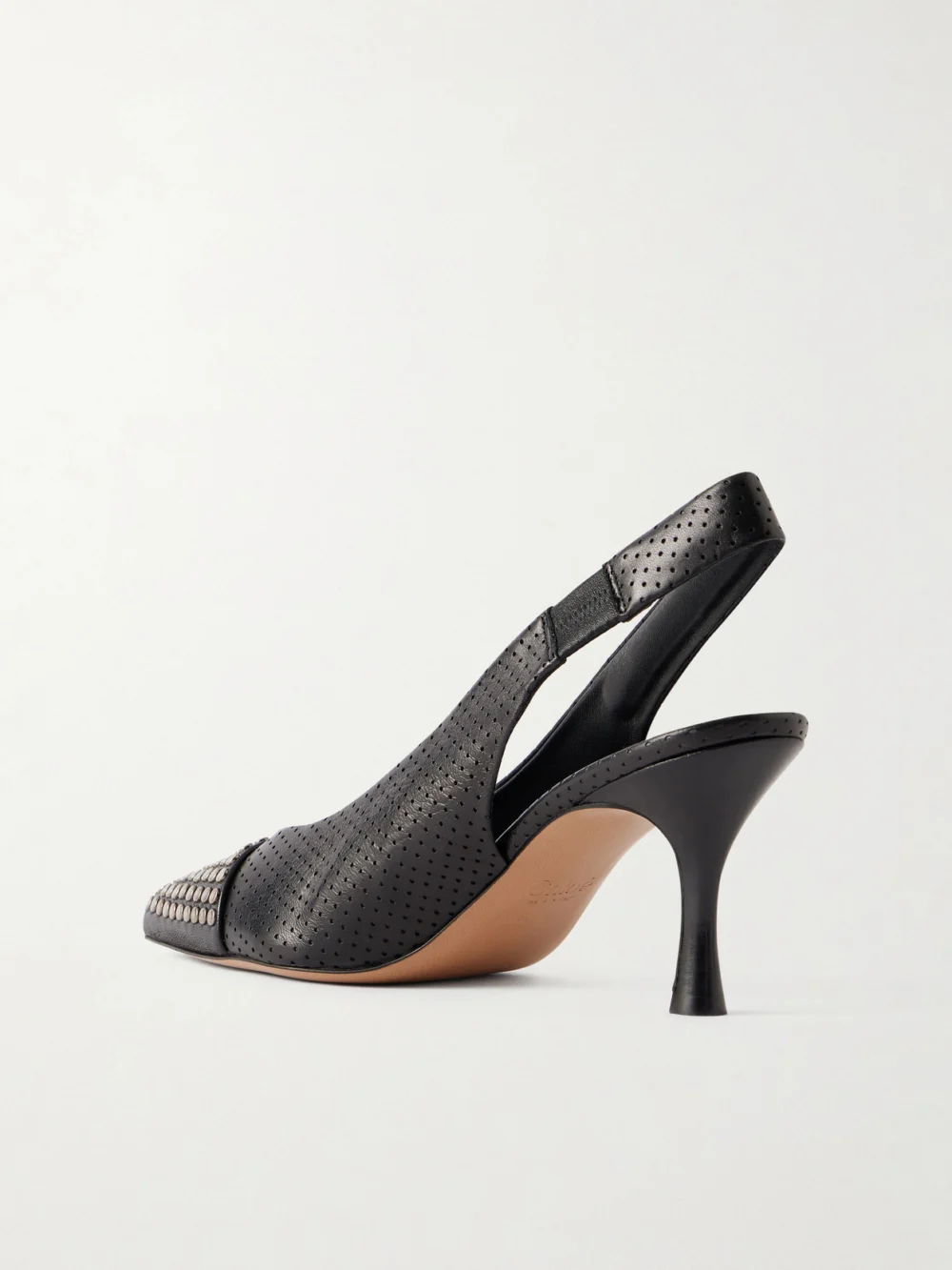 Back view of the Chloé Alba Studded Perforated Leather Pumps