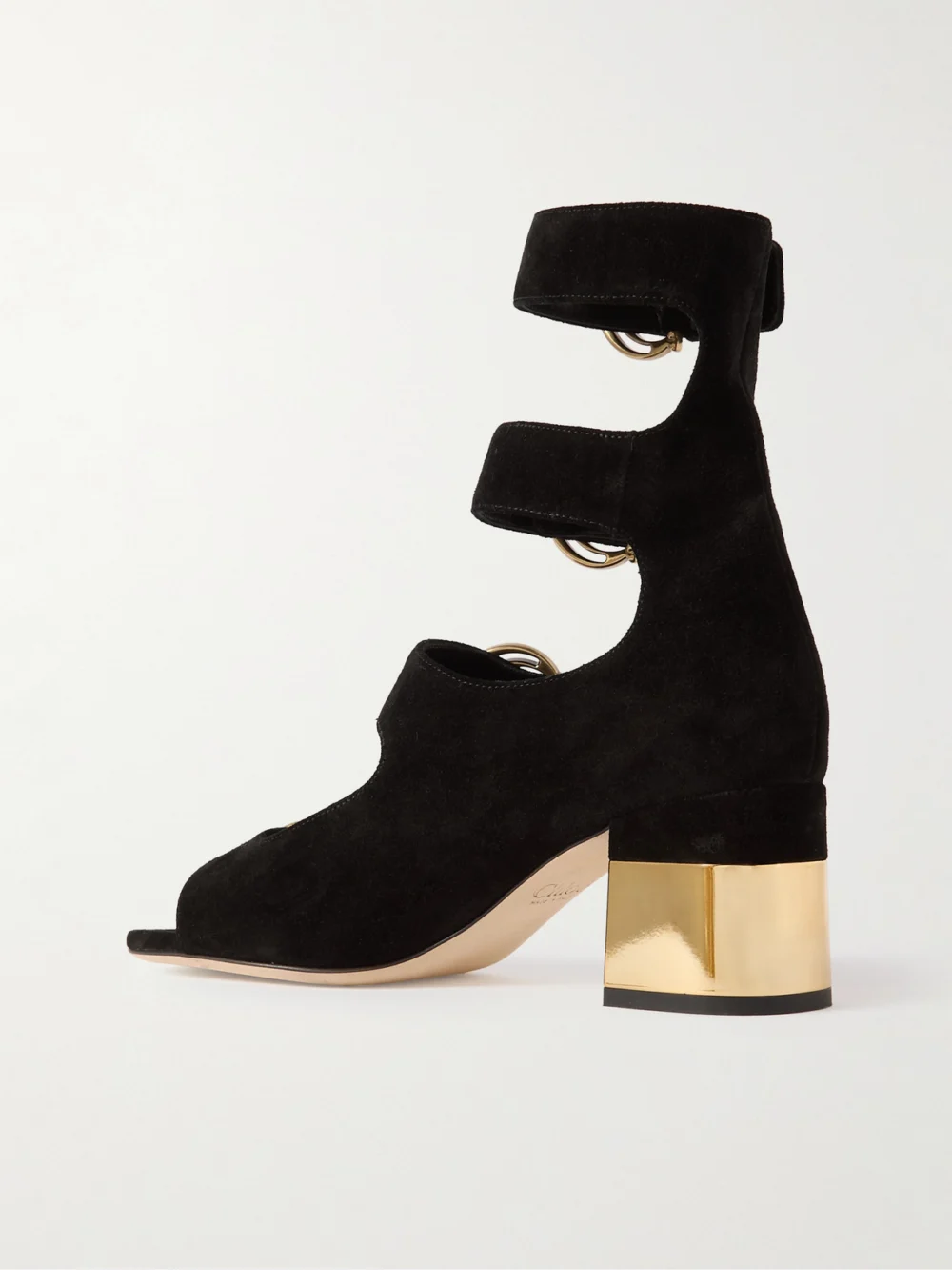 Back view of the Chloé Alizè Suede Sandals