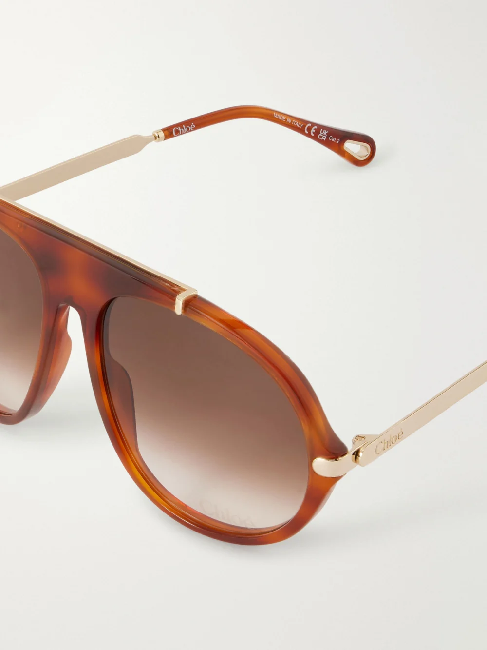 Close-up detail of the Chloé Aly Aviator-frame Acetate Sunglasses