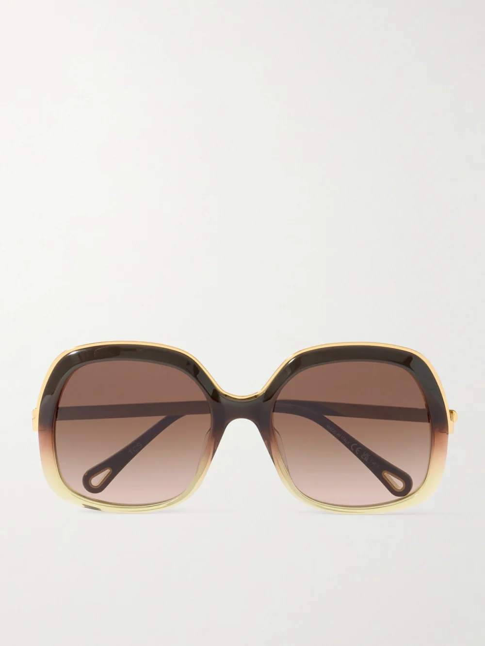 Chloé Aly Square-frame Acetate and Gold-tone Sunglasses in brown