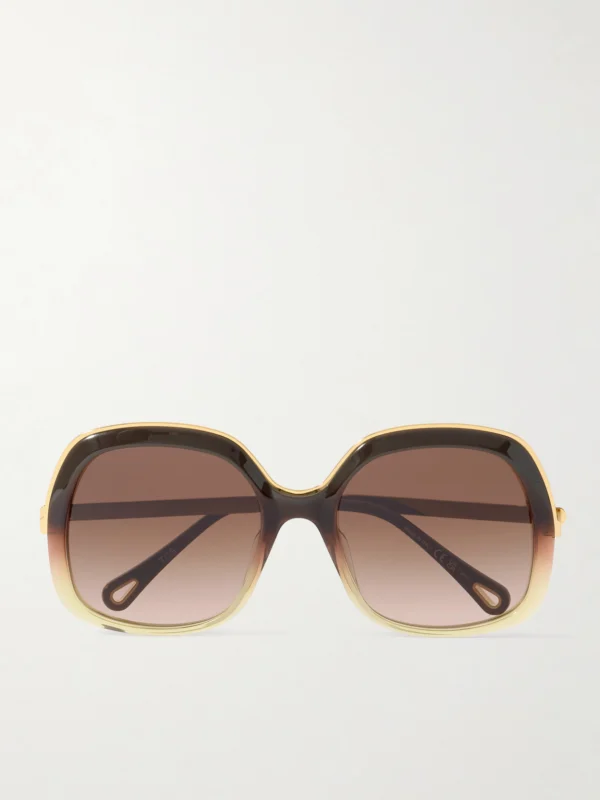 Chloé Aly Square-frame Acetate and Gold-tone Sunglasses