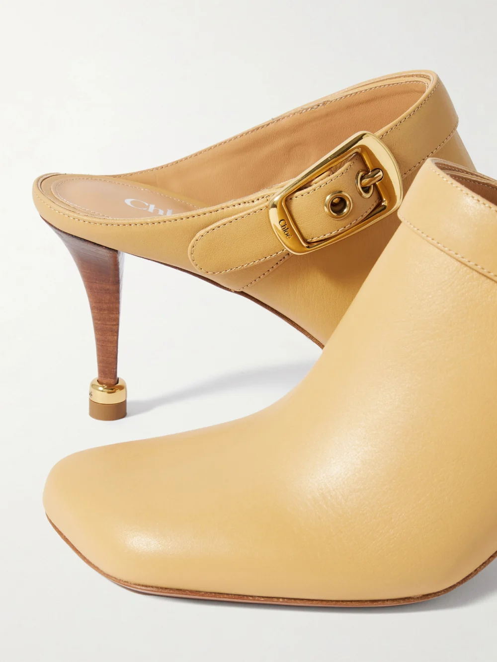 Close-up detail of the Chloé Andrea Leather Mules