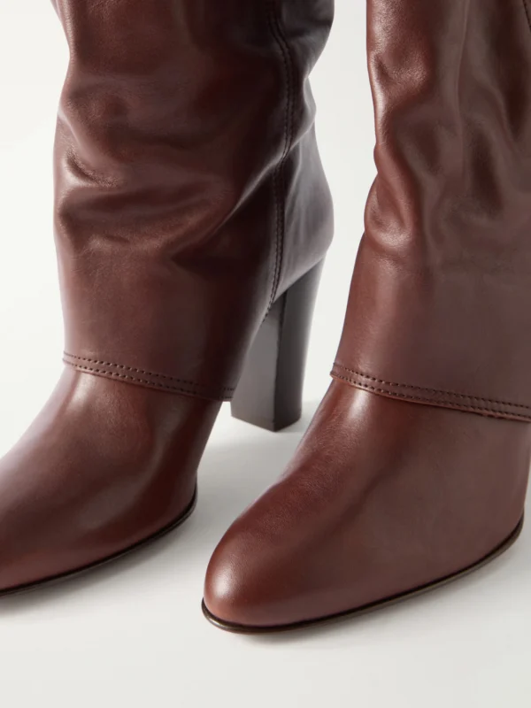 Close-up detail of the Chloé Anouk 85 Embellished Leather Knee Boots