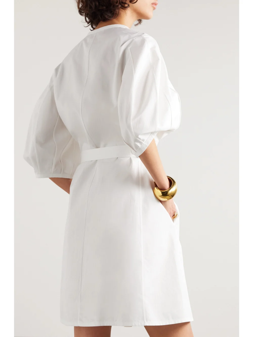 Back view of the Chloé Belted Organic Cotton-poplin Mini Dress