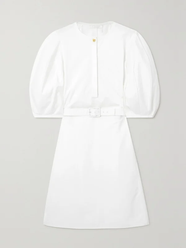 Chloé Belted Organic Cotton-poplin Mini Dress