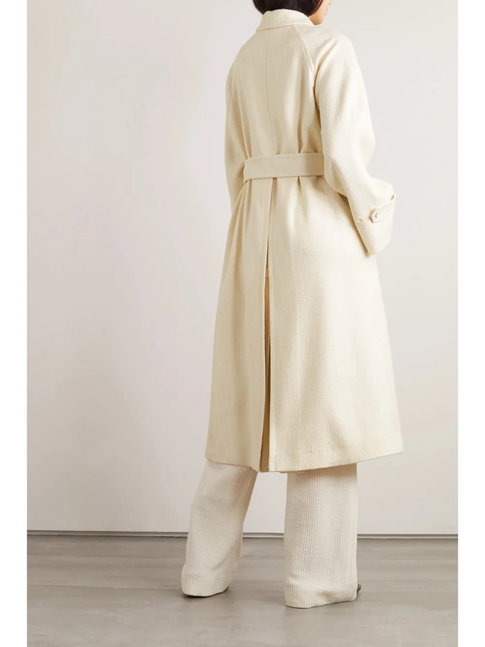 Back view of the Chloé Belted Silk, Wool and Cashmere-blend Trench Coat