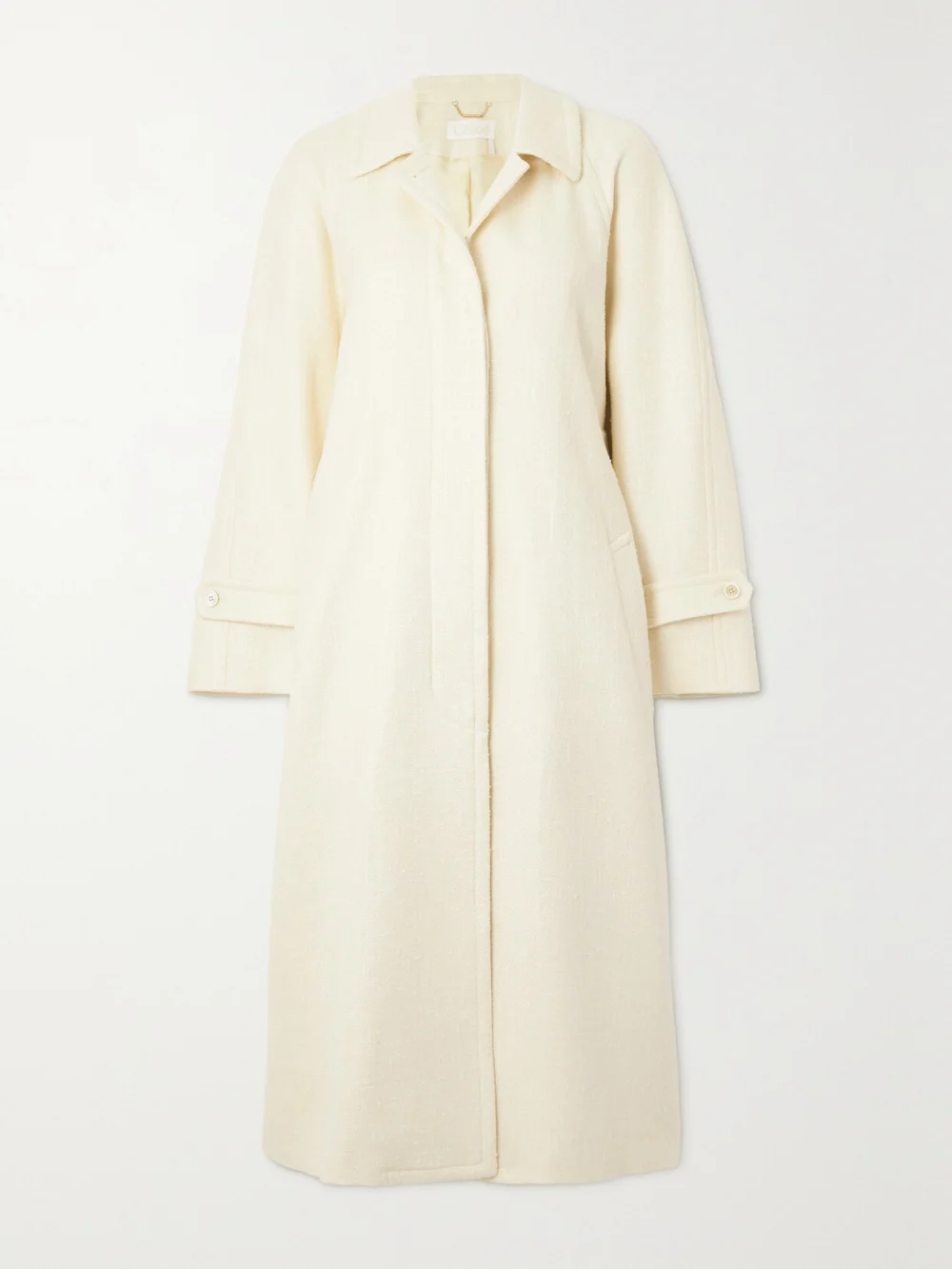Chloé Belted Silk, Wool and Cashmere-blend Trench Coat in white