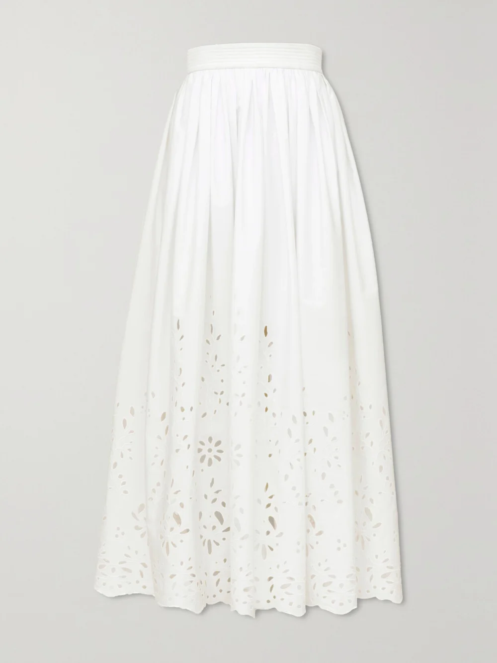 Chloé Broderie Anglaise Cotton-poplin Skirt in white