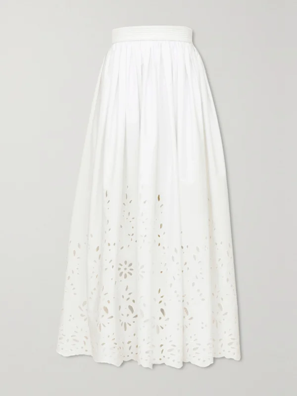 Chloé Broderie Anglaise Cotton-poplin Skirt