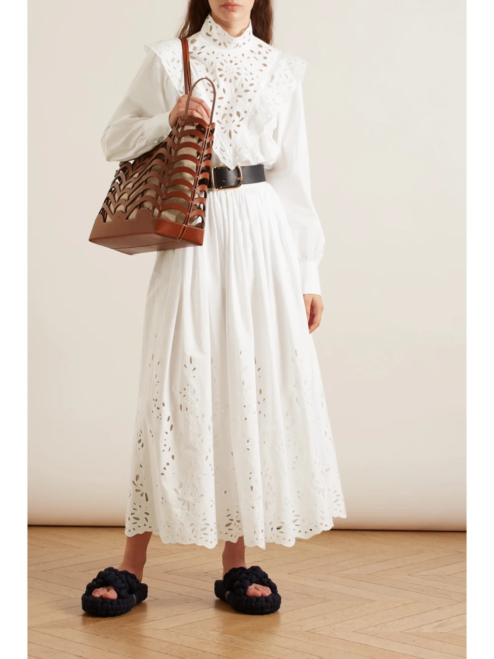 Chloé Broderie Anglaise Cotton-poplin Skirt, worn by a model