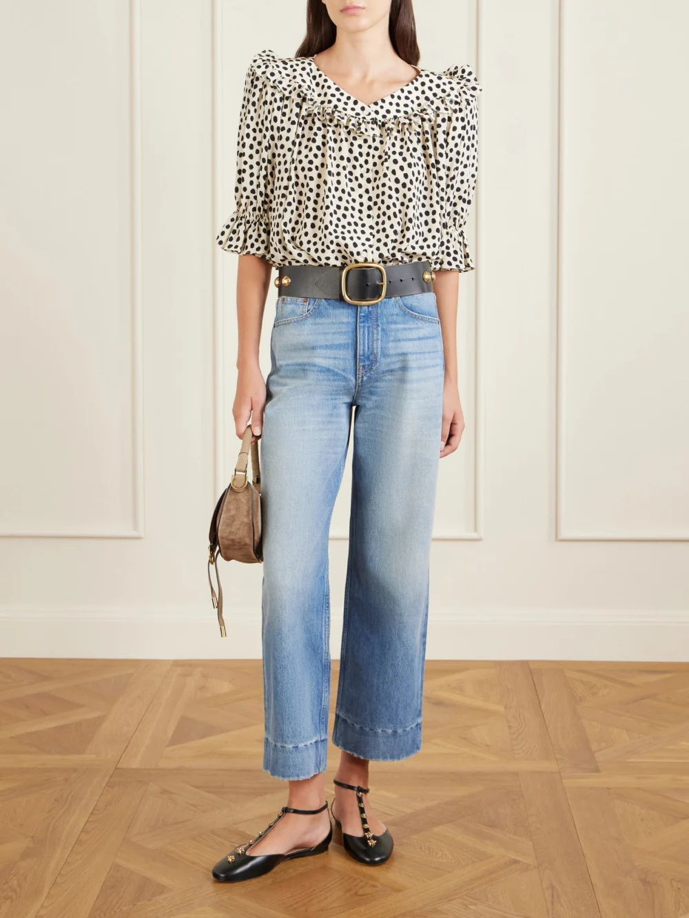 Chloé Celeste Embellished Leather Ballet Flats, styled view