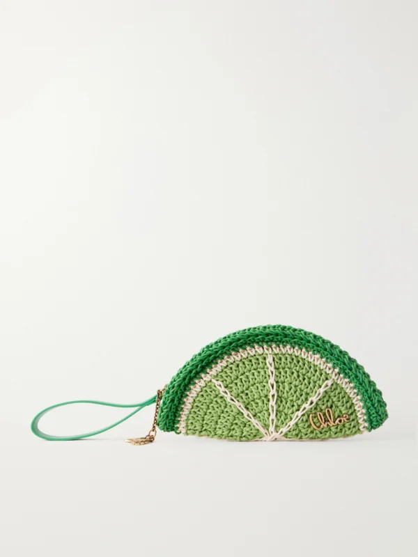 Chloé Chloé Tropicus Leather-trimmed Woven Cotton Clutch