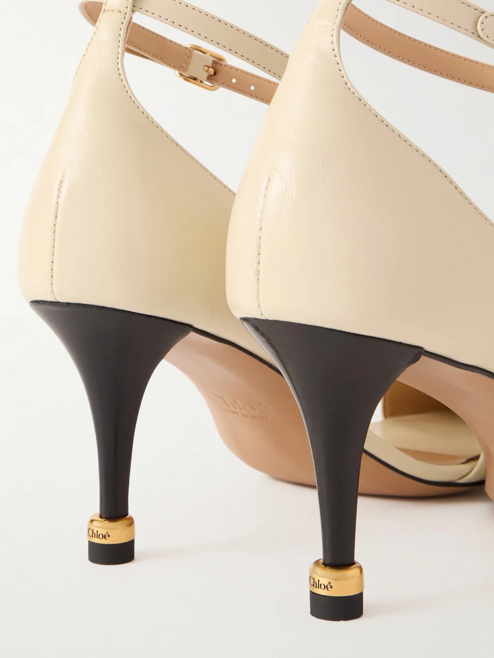 Close-up detail of the Chloé Cleiat Embellished Leather Pumps