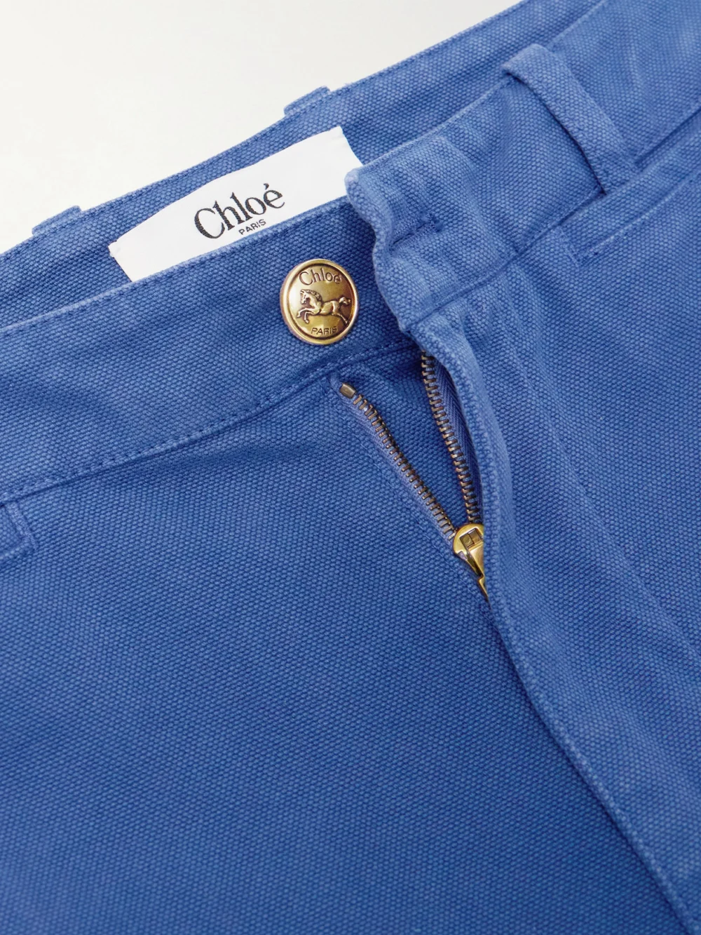 Close-up detail of the Chloé Cotton-canvas Flared Pants