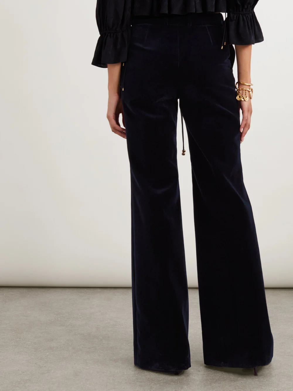 Back view of the Chloé Cotton-velvet Wide-leg Pants