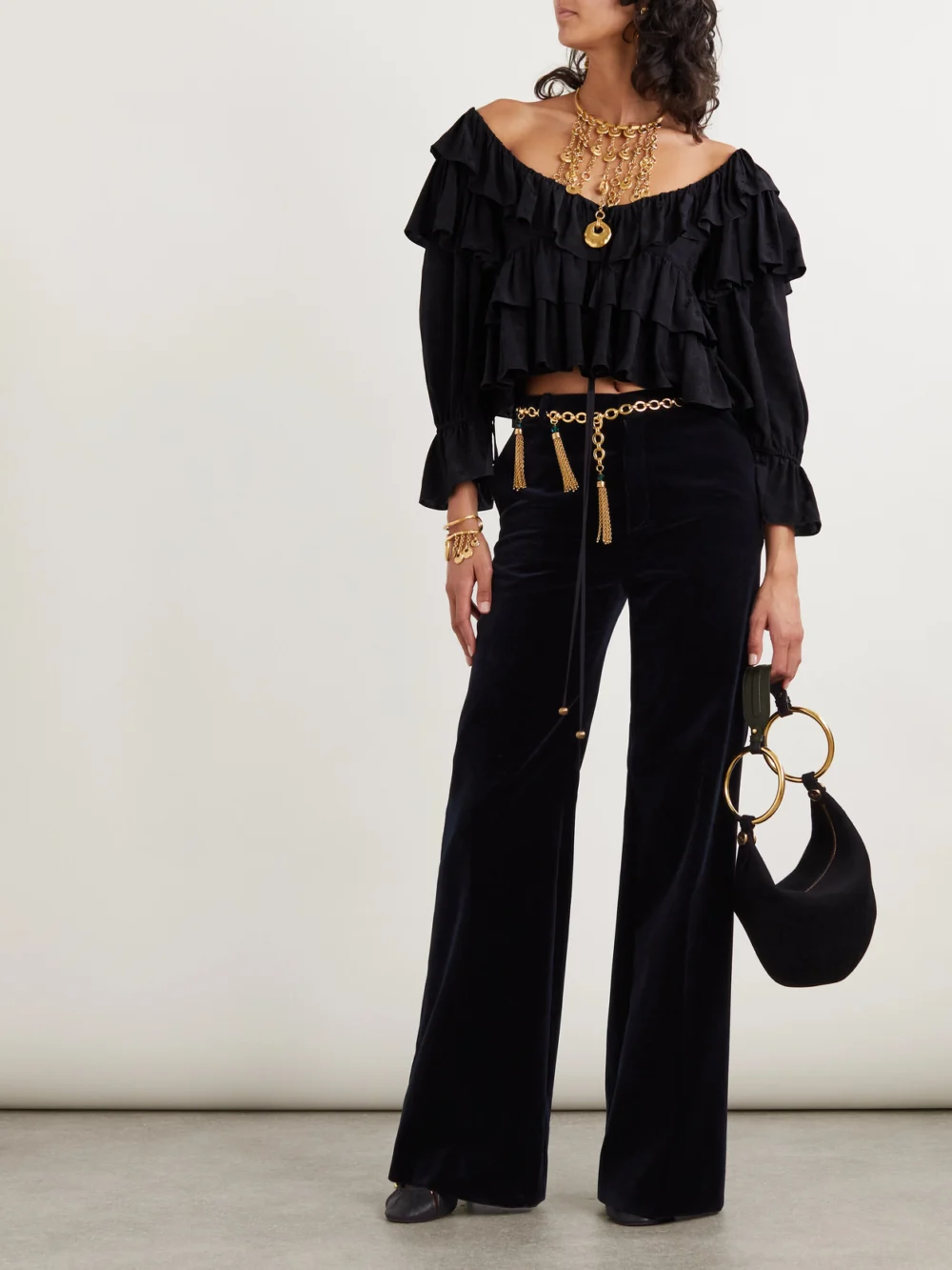 Chloé Cotton-velvet Wide-leg Pants, worn by a model