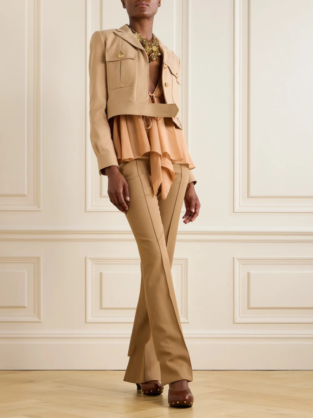 Chloé Cropped Cotton-drill Jacket, worn by a model