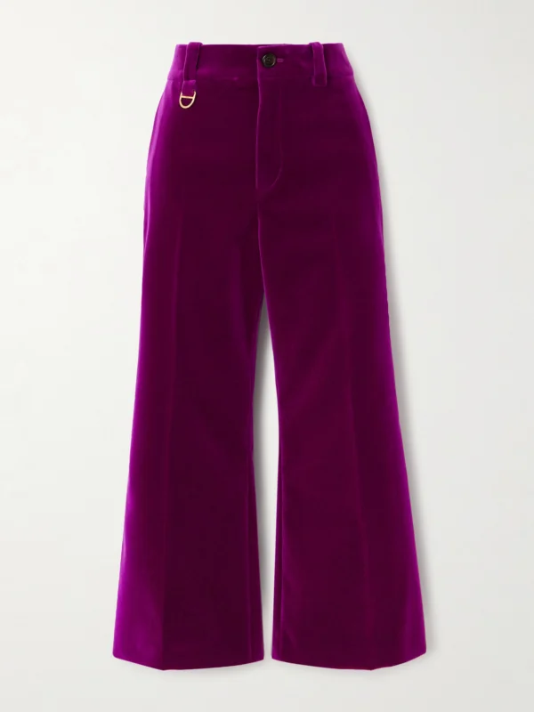 Chloé Cropped Cotton-velvet Bootcut Pants