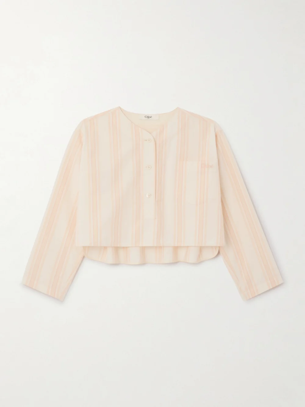 Chloé Cropped Striped Cotton-poplin Shirt in peach